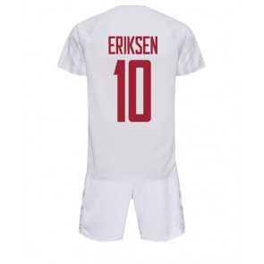 Danmark Christian Eriksen #10 Borta Kläder Barn VM 2022 Kortärmad (+ Korta byxor)